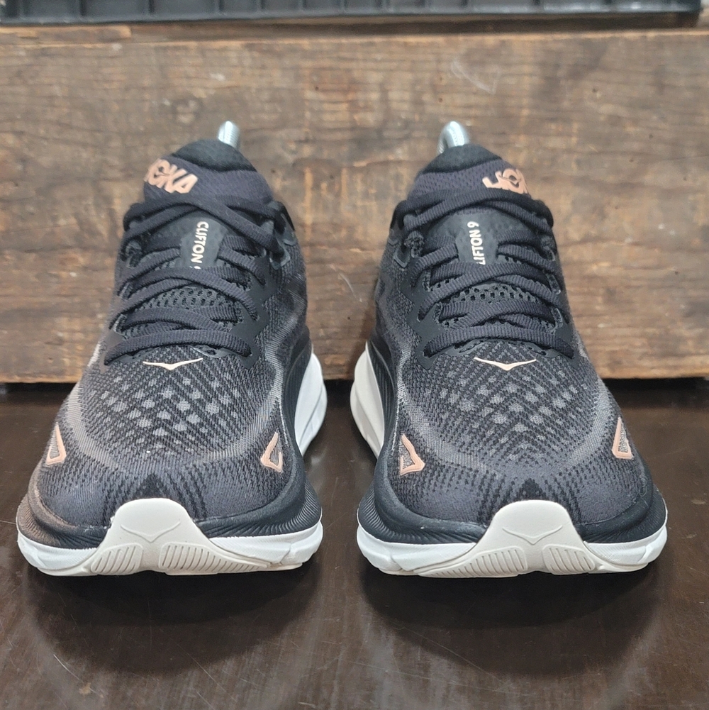 HOKA Clifton 9 "Black/Rose Gold" Wmns 7B  Fast Shipping - Picture 5 of 12